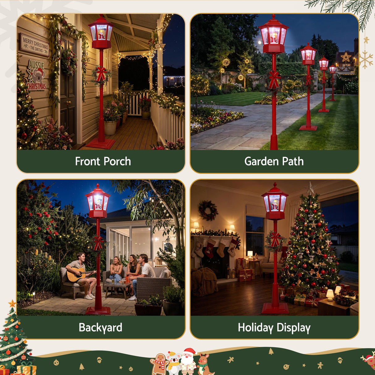 1.8M Christmas Lights Post Lamp LED Outdoor Decorations Jingle Jollys