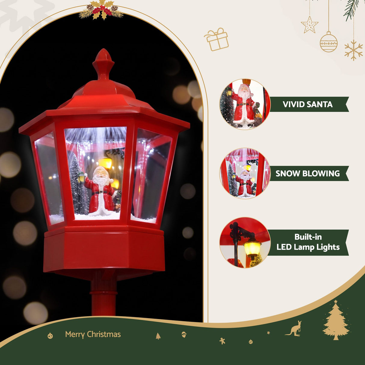 1.8M Christmas Lights Post Lamp LED Outdoor Decorations Jingle Jollys