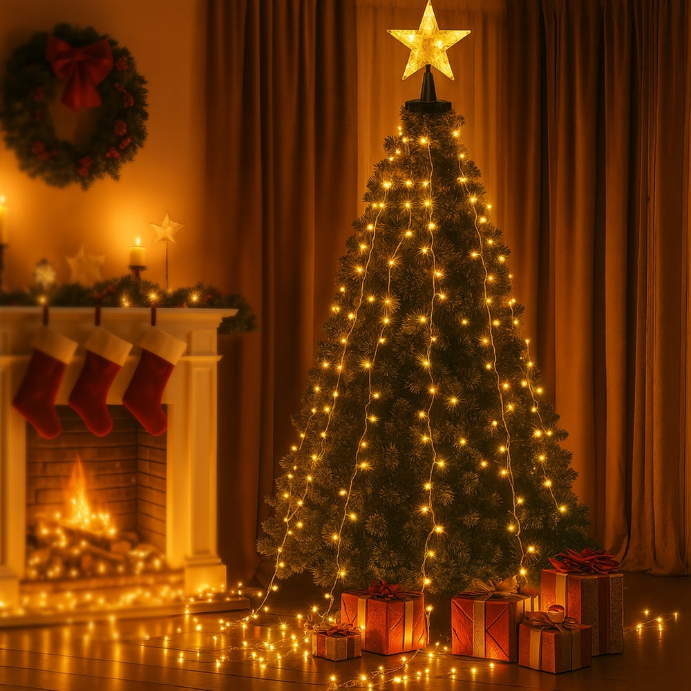 Jingle Jollys 2.5M Christmas Lights Waterfall String Light 300 LED Star Topper