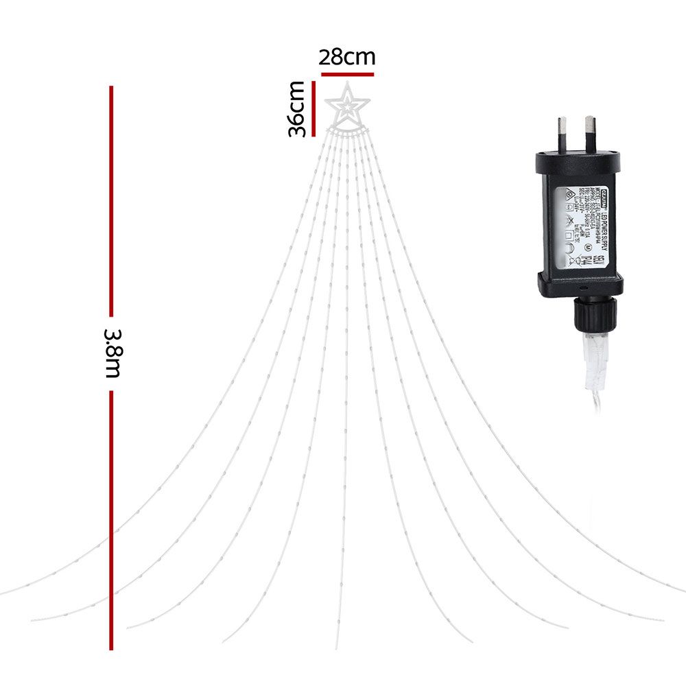 Jingle Jollys 3.8M Christmas Lights Waterfall String Light 340 LED