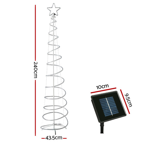 Jingle Jollys Solar Christmas Tree 2.4m Motif Lights 8 Modes Multi Colour