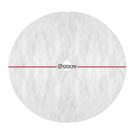 Jingle Jollys Christmas Tree Skirt 120cm Plush Xmas Fluffy Ornaments Decor White
