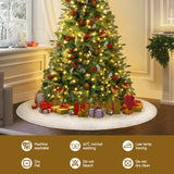 Jingle Jollys Christmas Tree Skirt 120cm Plush Xmas Fluffy Ornaments Decor White