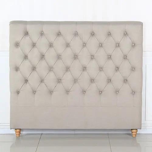 Bed Head King Size French Provincial Headboard Upholsterd Fabric Beige