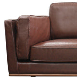 Single Seater Armchair Faux Leather Modern Accent Chair in Brown with Wooden Frame