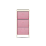 Home Master 3 Drawer Pine Wood Storage Chest Pink Fabric Baskets 70 x 80cm