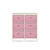 Home Master 6 Drawer Pine Wood Storage Chest Pink Fabric Baskets 70 x 80cm