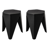 2x Bar Stools Puzzle Plastic Foot Stool Black