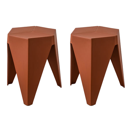 2x Bar Stools Puzzle Plastic Foot Stool Red