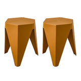 2x Bar Stools Puzzle Plastic Foot Stool Yellow