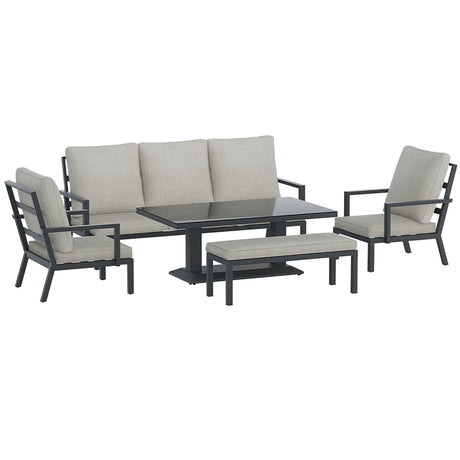 Gardeon 5-Piece Outdoor Furniture Setting Table Chair Set Aluminium Sofa 7-Seater