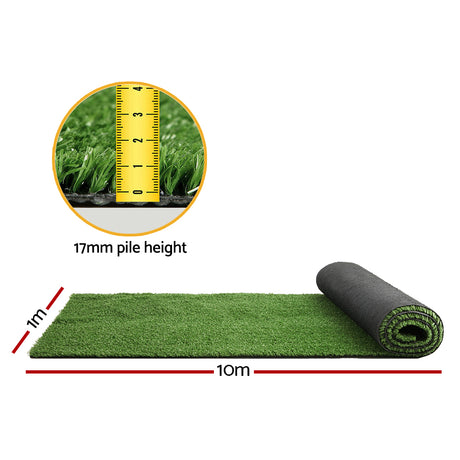 Primeturf Artificial Grass 1mx10m 17mm Synthetic Fake Lawn Turf Plant Plastic Olive