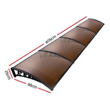 Instahut Window Door Awning 1mx4m Brown Hollow Sheet Plastic Frame