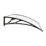 Instahut Window Door Awning Canopy 1mx2m Transparent Sheet Black Plastic Frame