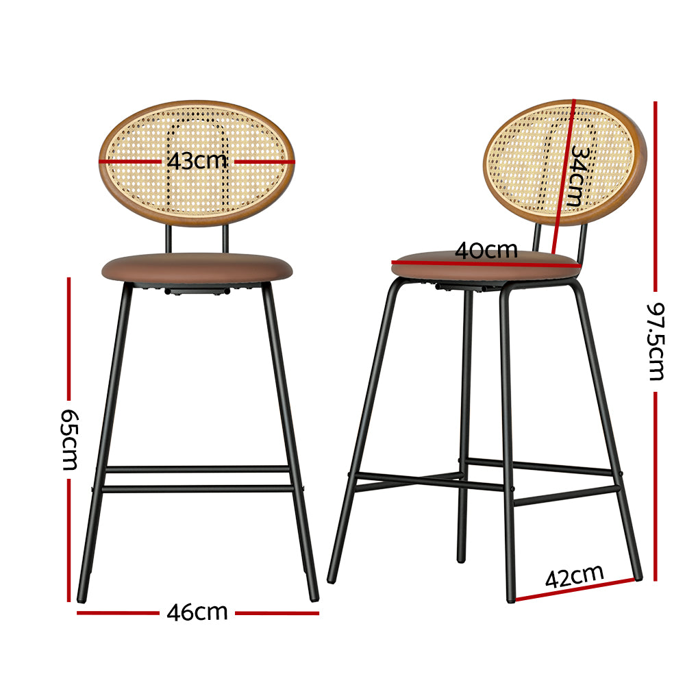 2x Bar Stools Rattan