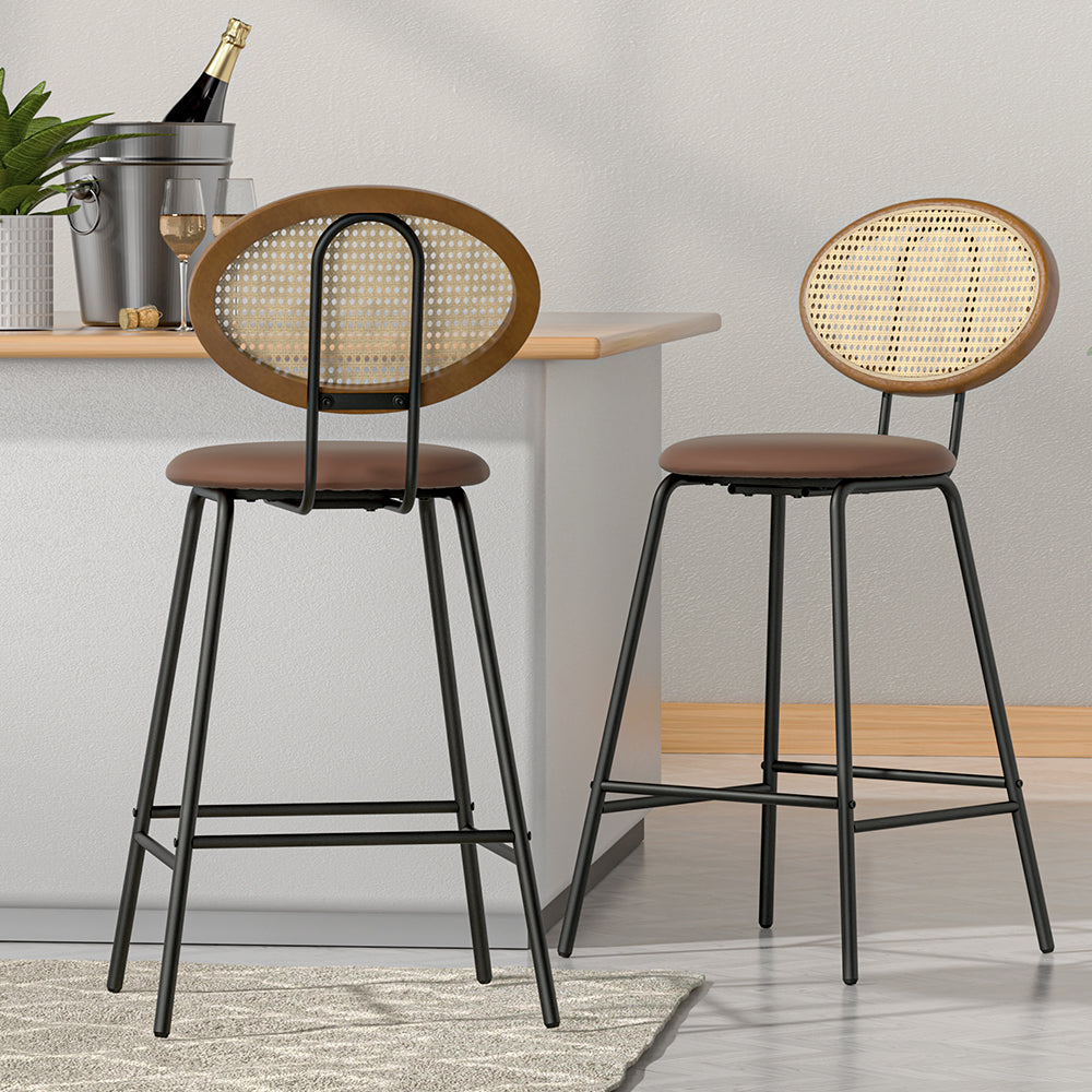 2x Bar Stools Rattan