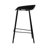 2x Bar Stools 4 legged Black PP Plastic Seat