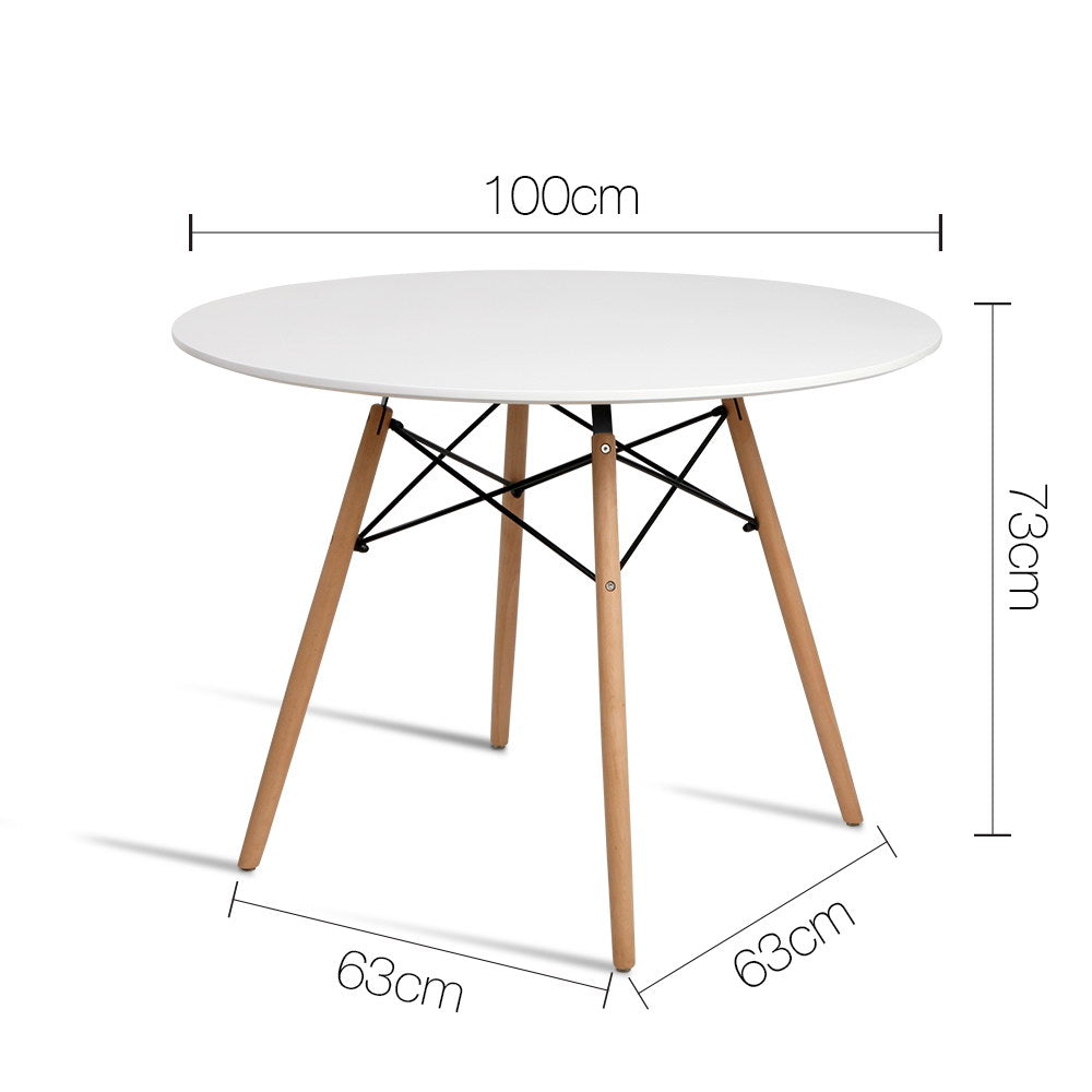 Replica Round Dining Table White & Beech Wood