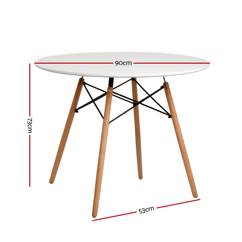 Ember Dining Table Round White 4 Seater 90CM
