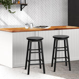 Set of 2 Wooden Bar Stools- Black