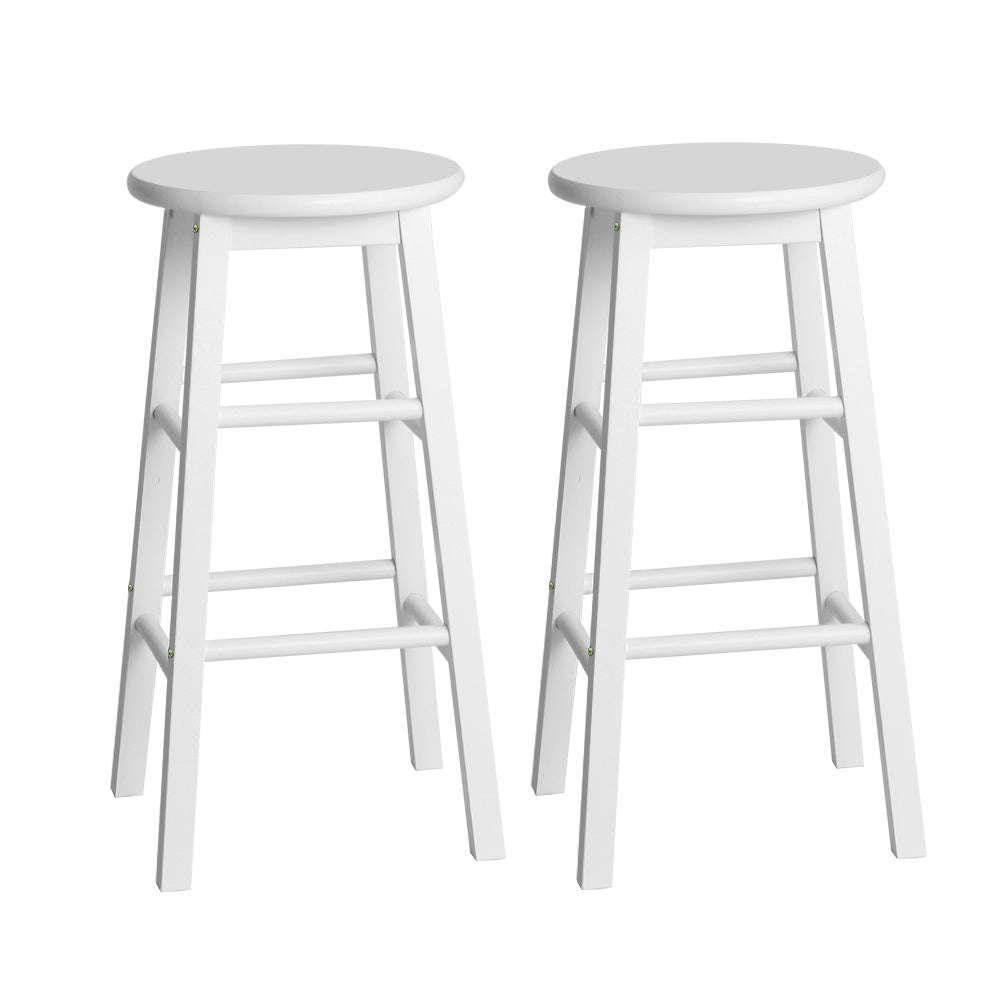 Set of 2 Wooden Bar Stools- White