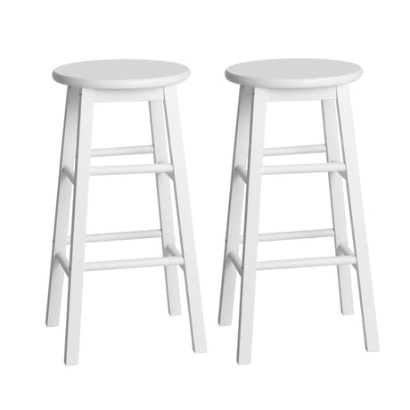 Set of 2 Wooden Bar Stools- White