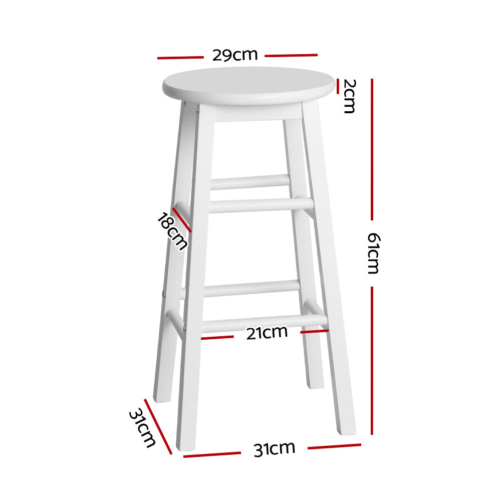 Set of 2 Wooden Bar Stools- White