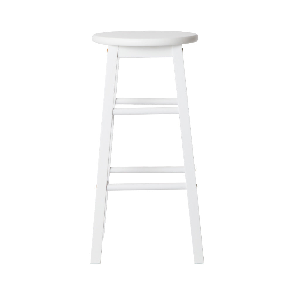 Set of 2 Wooden Bar Stools- White