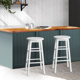 Set of 2 Wooden Bar Stools- White