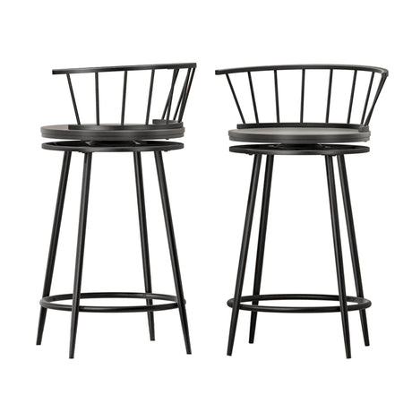 2x Captains Bar Stools Iron & Black