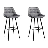 2x Audrey Bar Counter Stools Velvet Grey