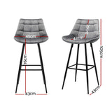 2x Audrey Bar Counter Stools Velvet Grey