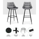 2x Audrey Bar Counter Stools Velvet Grey