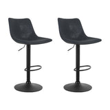 2x Bar Stools Premium PU Leather Seat Black Base