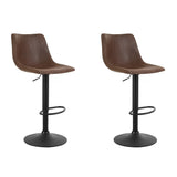 2x Bar Stools Premium Vintage Faux Fabric Black Base