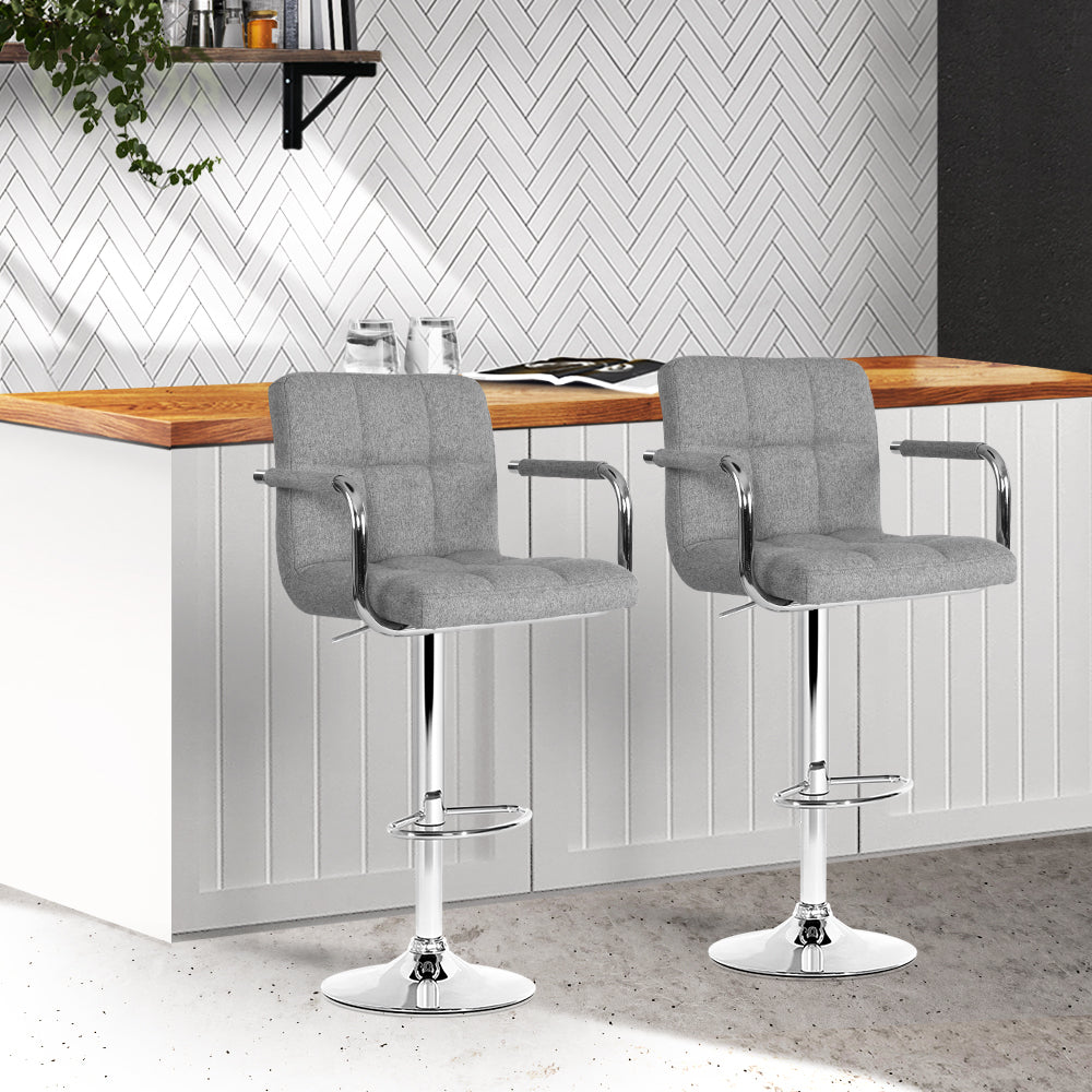 2x Noa Bar Stools Gas Lift Grey