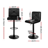 4 x Bar Stools Black Seat Black Finish