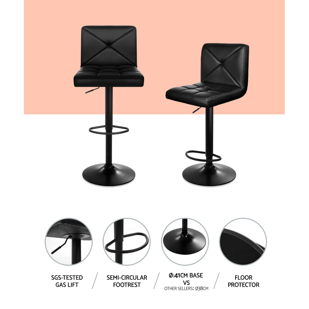 4 x Bar Stools Black Seat Black Finish