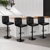 4 x Bar Stools Black Seat Black Finish