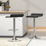 2x Wade Bar Stools Gas Lift Leather Black