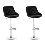 2x Elan Bar Stools Gas Lift Leather Black