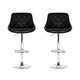 2x Elan Bar Stools Gas Lift Leather Black