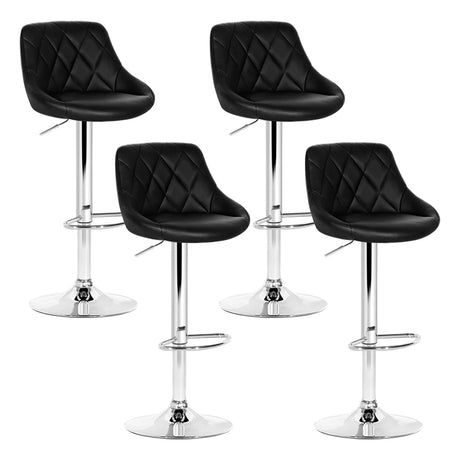 4 x Elan Bar Stools Black Seat Chrome Finish