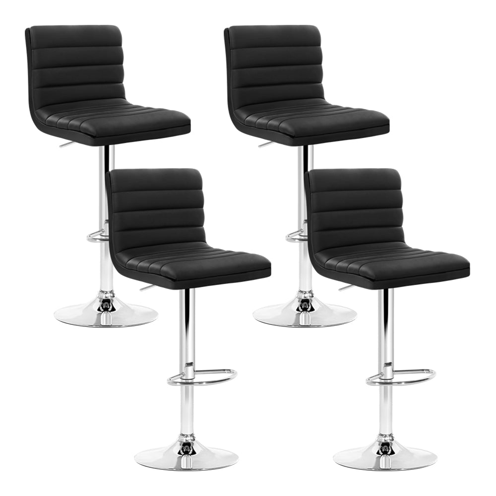 4x Bar Stools Leather Padded w/Backrest