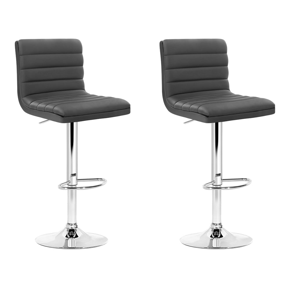 2x Arne Bar Stools Black PU Leather