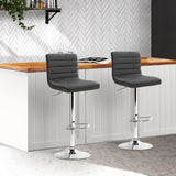 2x Arne Bar Stools Black PU Leather