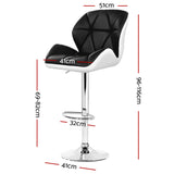 2x Bar Stools Gas Lift Leather Black & White