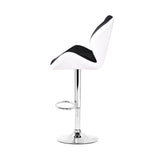 2x Bar Stools Gas Lift Leather Black & White