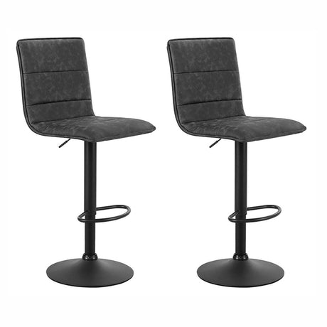 2x Bar Stools Adjustable Black & Grey