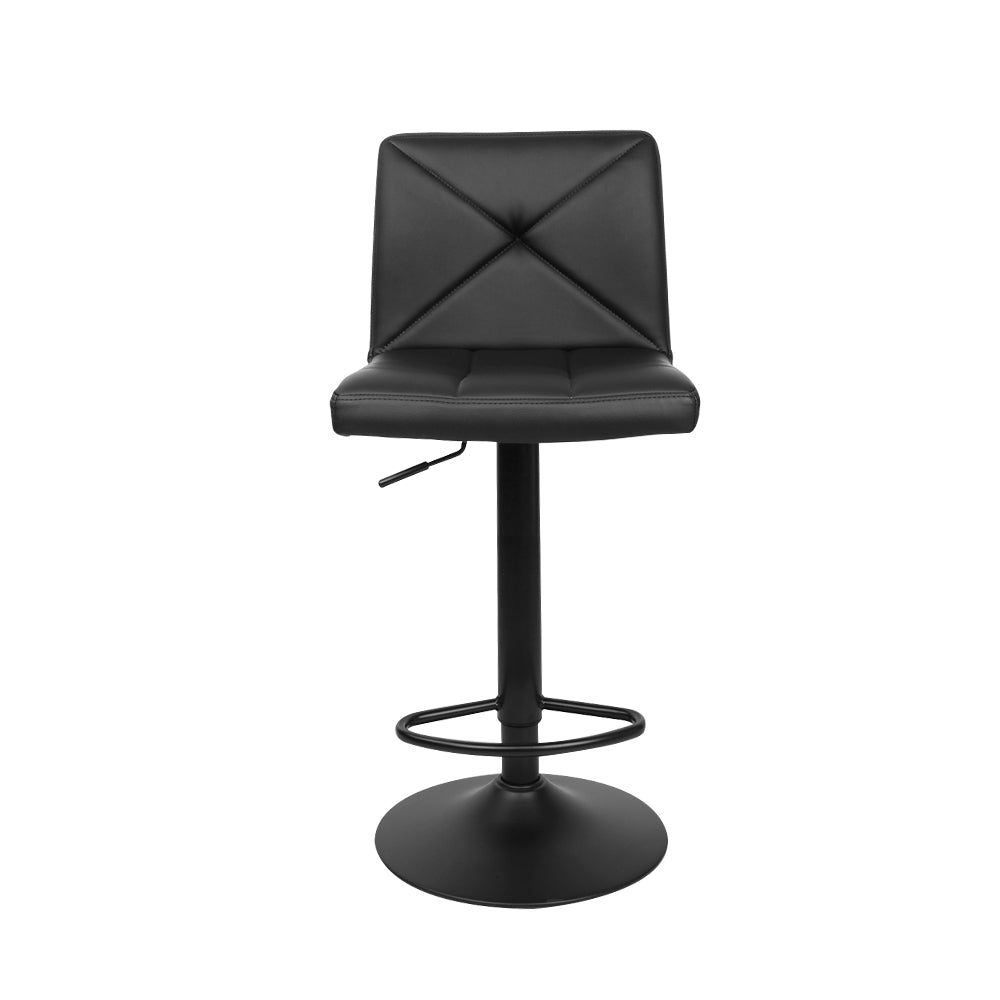 Set of 2 PU Black Leather Bar Stools